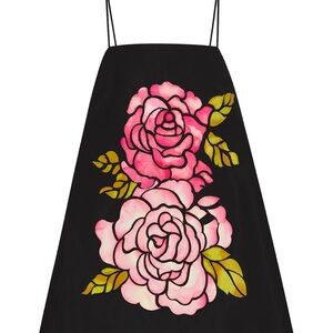 Black oscar de la renta Dress with Pink Floral Design